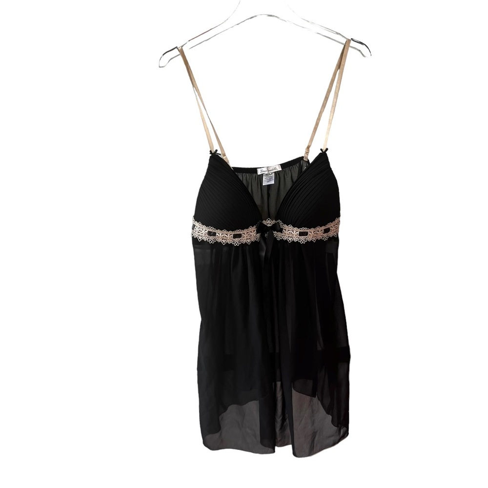Linea Donatella Black Babydoll Spaghetti Strap Lined Bra Lingerie Large